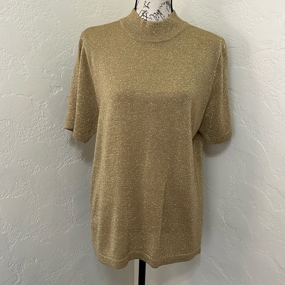 Draper's & Damon's Shimmer Mock Neck Blouse Shimmer Size Large - Picture 1 of 15